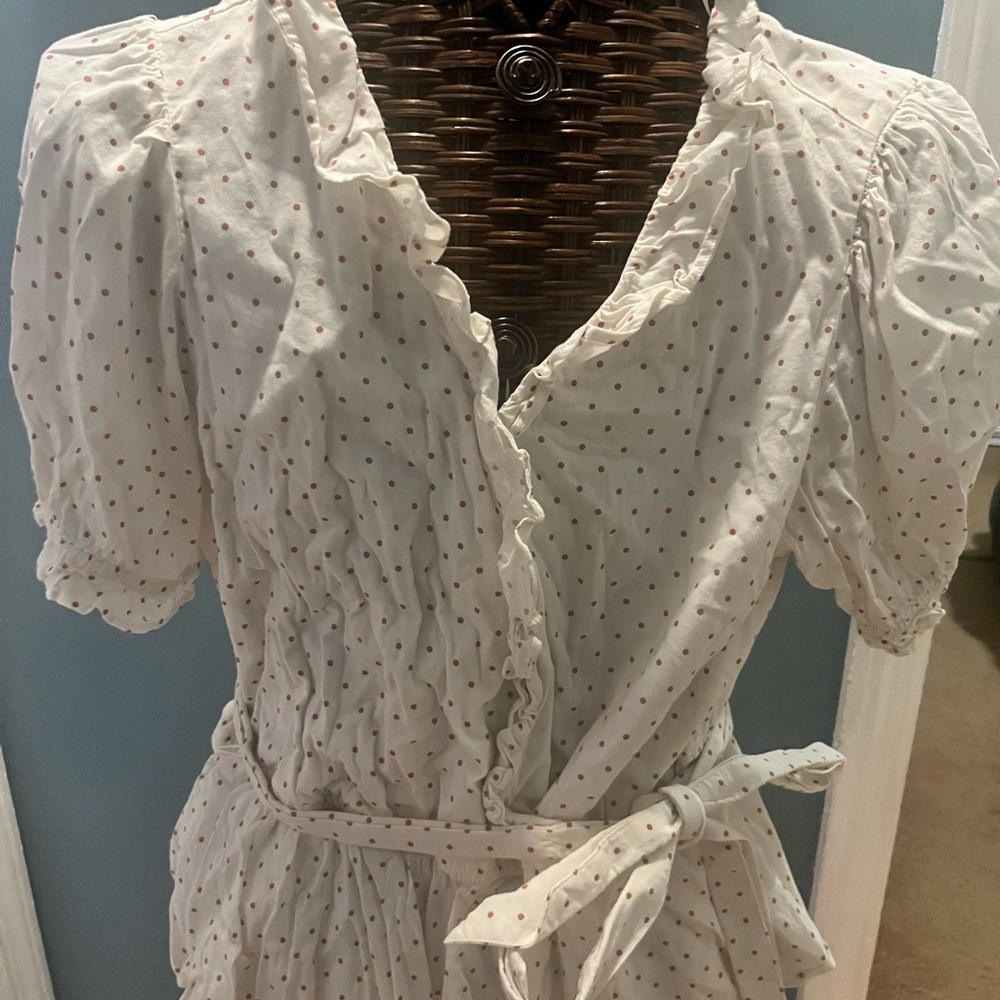 White Polka Dot Ruffle top